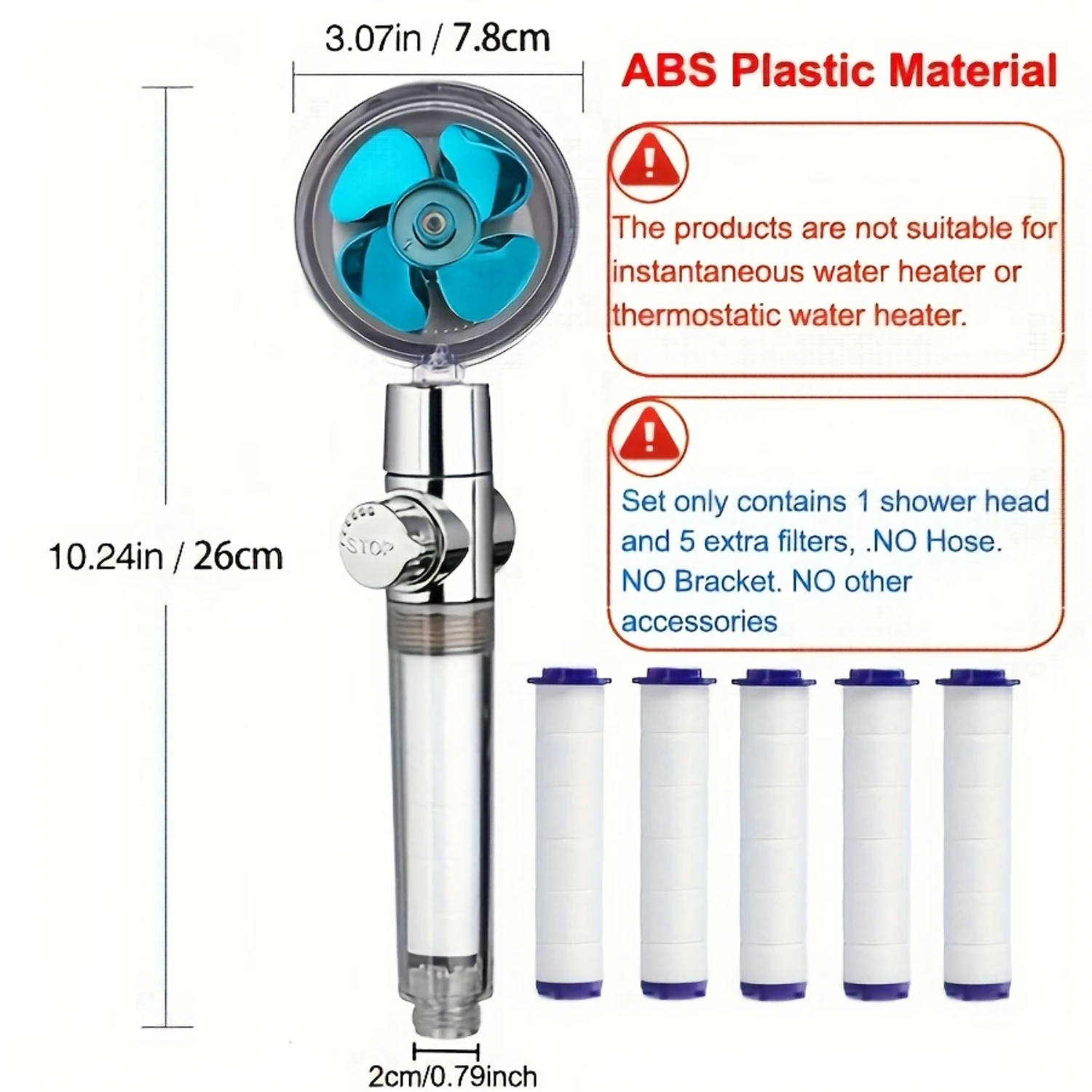 رؤوس دش عالية الضغط مع محمولة باليد، رأس دش نفاث مع خرطوم دش 79 بوصة، رأس دش قابل للتعديل مع مروحة توربينية،