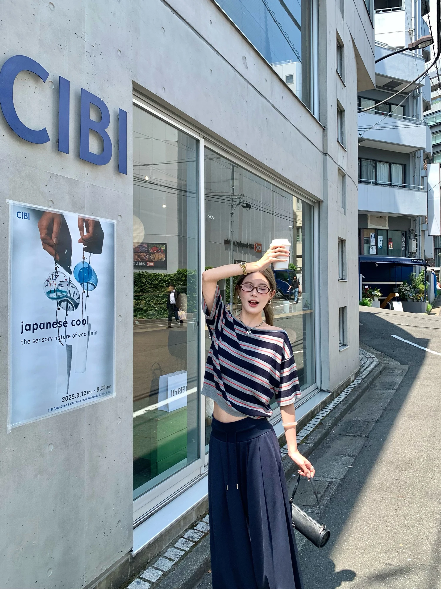 

PPLAND Refreing Miu Sle Striped Asymmetrical oulder Five-Quarter Sve T-irt Women's Casual One-oulder Knitted Top