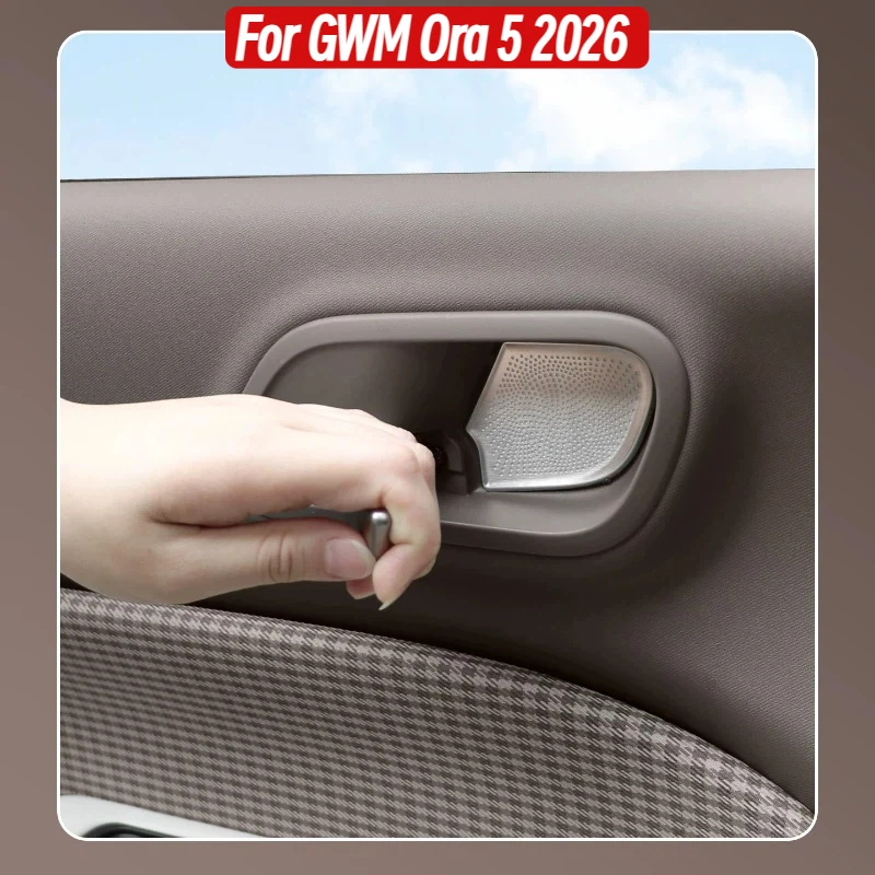 For GWM Ora 5 2026 Interior A Pillar Speaker Cover Trim Luxury Metal Look Tweeter Decoration Silver Titanium Car Styling