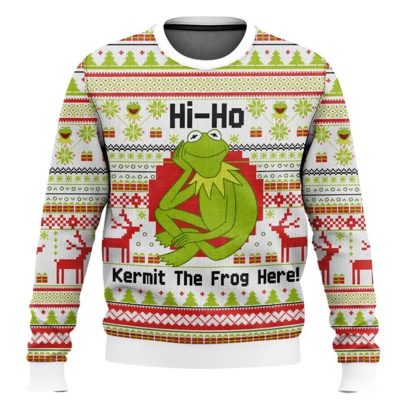 2026 جديد كيرميت الضفدع سترة عيد الميلاد القبيحة الكرتون أنيمي النساء الرجال البلوز قمة الموضة زوجين هوديي البلوز #5