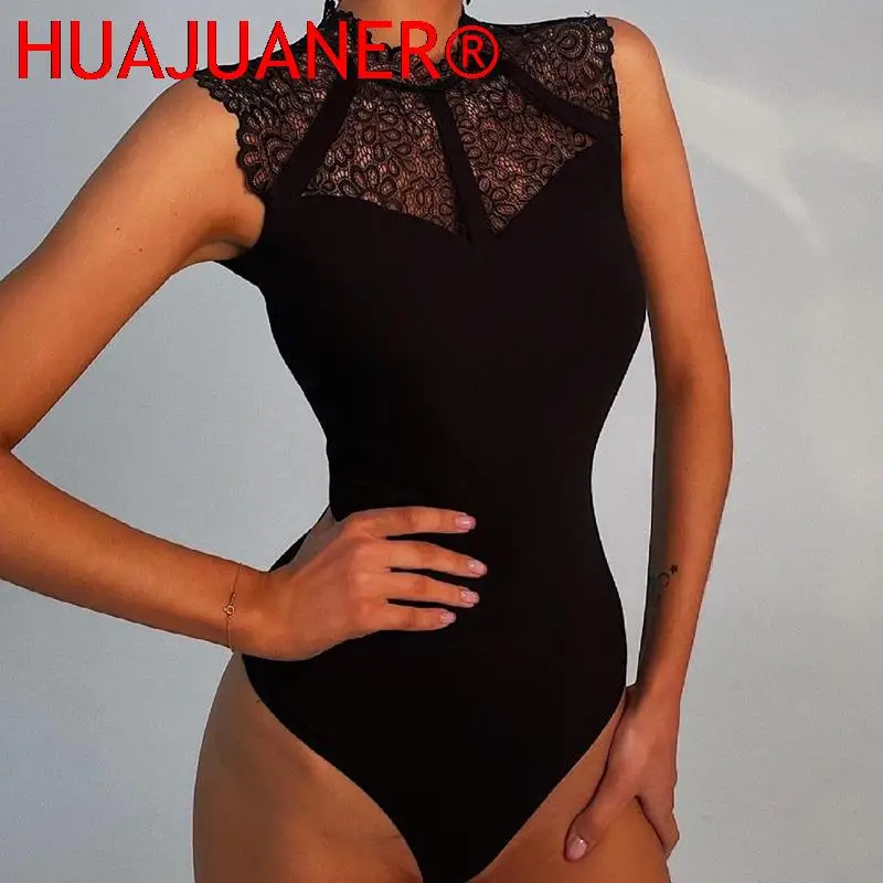 여성 섹시한 블랙 레이스 바디 슈트 Rompers 민소매 Slinky 새로운 패션 Bodycon 랩 바디 슈트