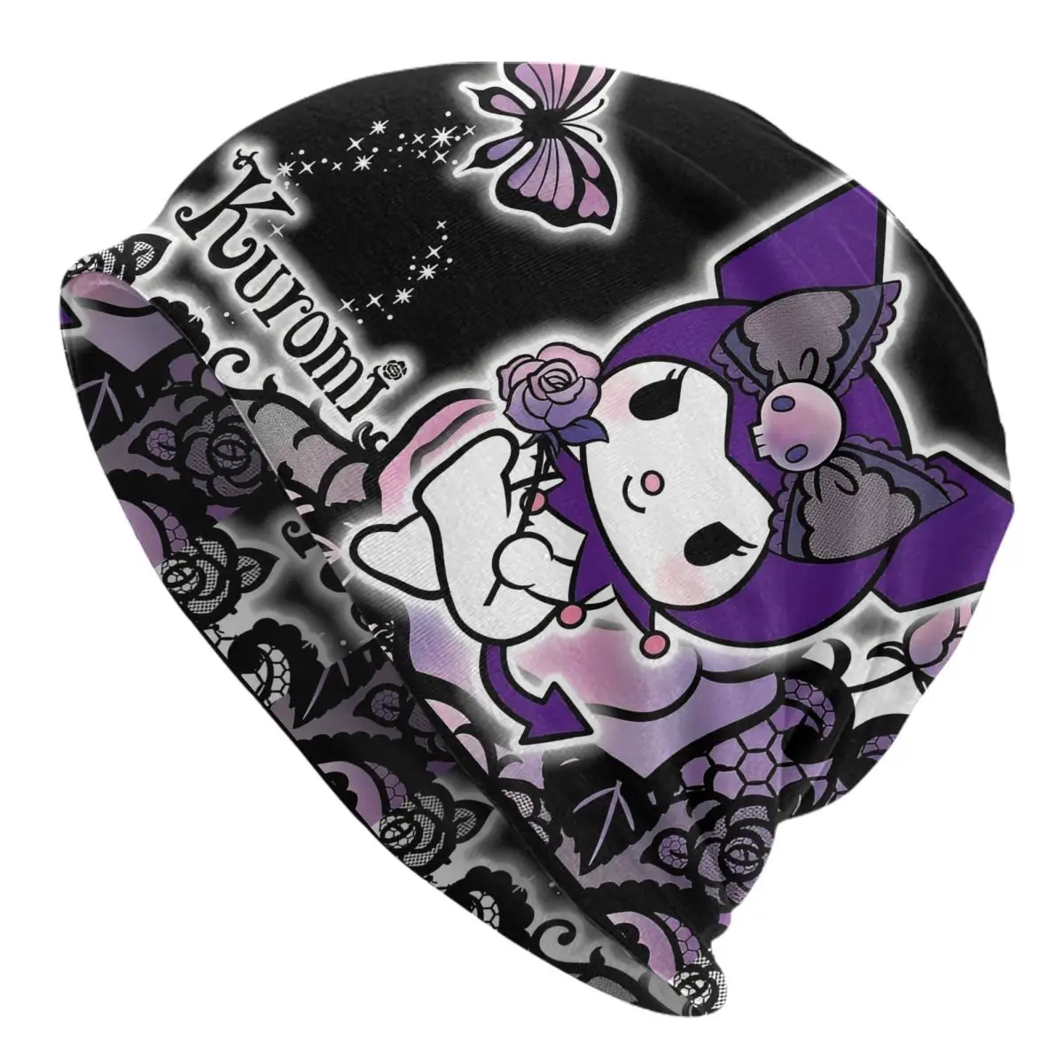 

Кепка с героями мультфильмов Kuromi, модная осенне-зимняя уличная шапка Skullies, весенняя теплая повязка на голову, шляпа с капюшоном