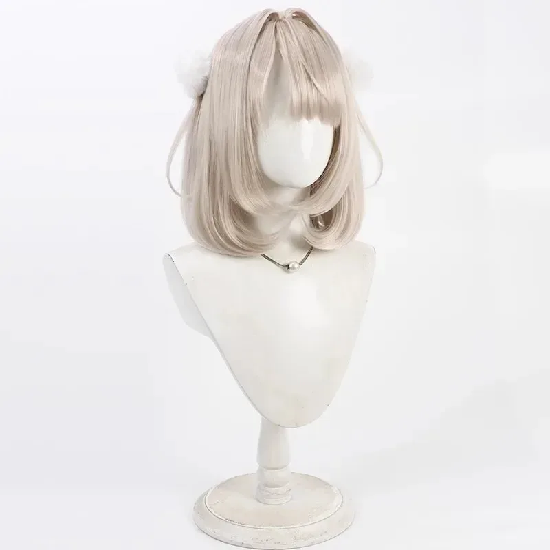 25COSAnime Virtual YouTuber Shigure Ui Parrucca Cosplay 35 cm Breve Marrone Chiaro Bobo Capelli Sintetici Resistenti Al Calore