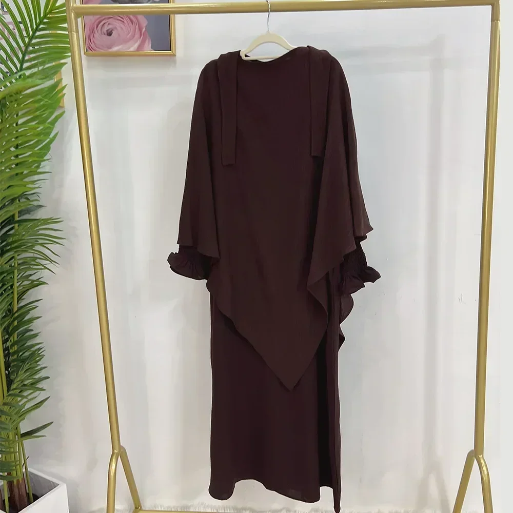 Abaya with Khimar Set Jilbab 2 Piece Ramadan Eid Jilbeb Long Hijab Dress Muslim Prayer Clothes Women Turkey Islamic Dubai Outfit