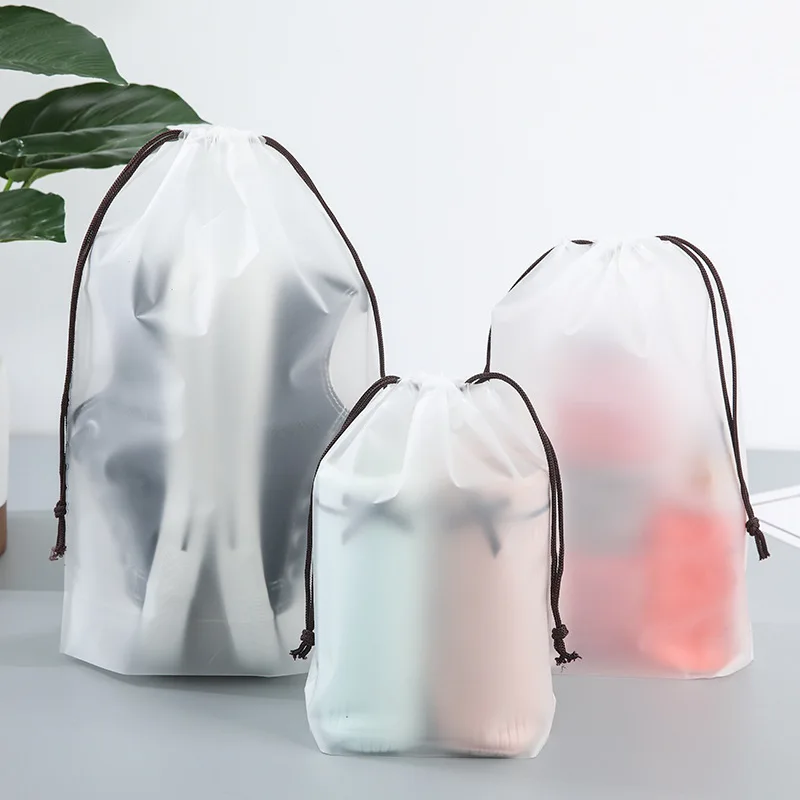 1pcs Transparent Drawstring Makeup Bag Clothes Underwear Shoes Organizer Pouch Travel Toiletries Cosmetic Cartoon Storage Bag