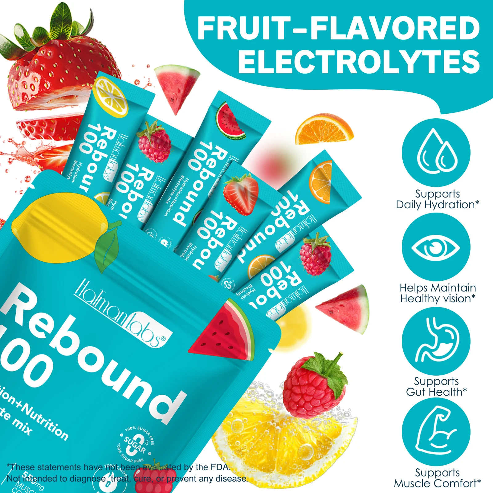 Electrolyte Powder Hydration Mix with Probiotics, VitaminC Magnesium for Daily Hydration, Gut Health Sugar Free, 30 Packets