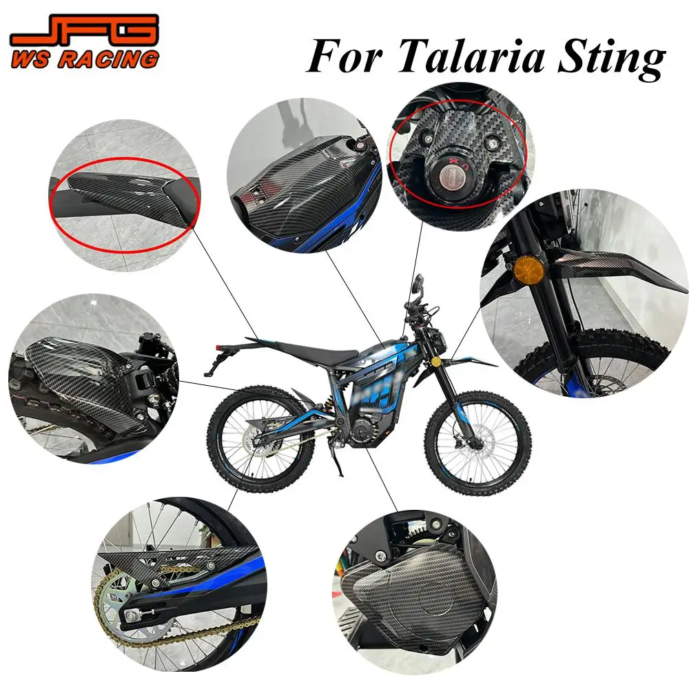 For Talaria Sting Mudguard Cover Kit Carbon Fiber Pattern Upgrade Accessories Battery Chain Engine Cover Set For Talaria MX3 MX4