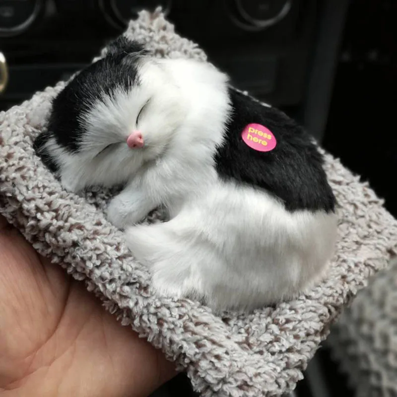 Cute Simulation Cat Car Dashboard Decorative Ornaments Purifying Air Mineral Deodorisation Sleeping Cat Toy Gifts Car Interiors