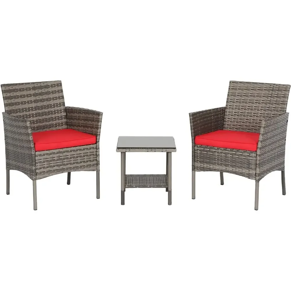 3 Pieces Patio urniture Outdoor Bistro Set Outdoor&Indoor Contion Set Coee Table Chairs Set or 2 with Water-Resistant Cushions o