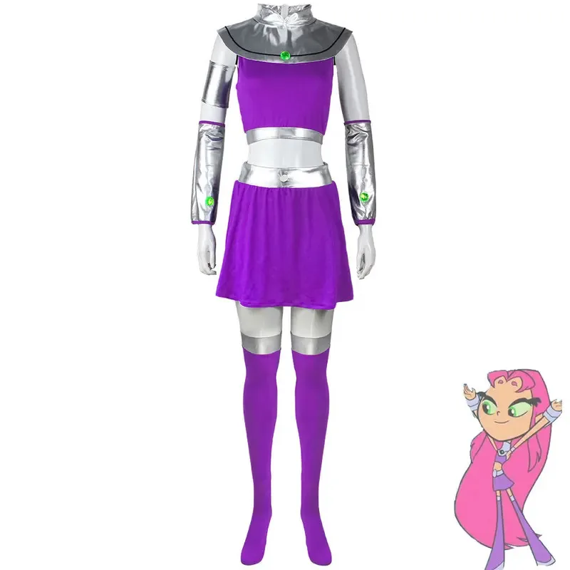 

Anime Starfire Teen Titans Cosplay Costume Super Cosplay Hero Jumpsuit Zentai Bodysuit Halloween Sexy Women Men Party Outfits