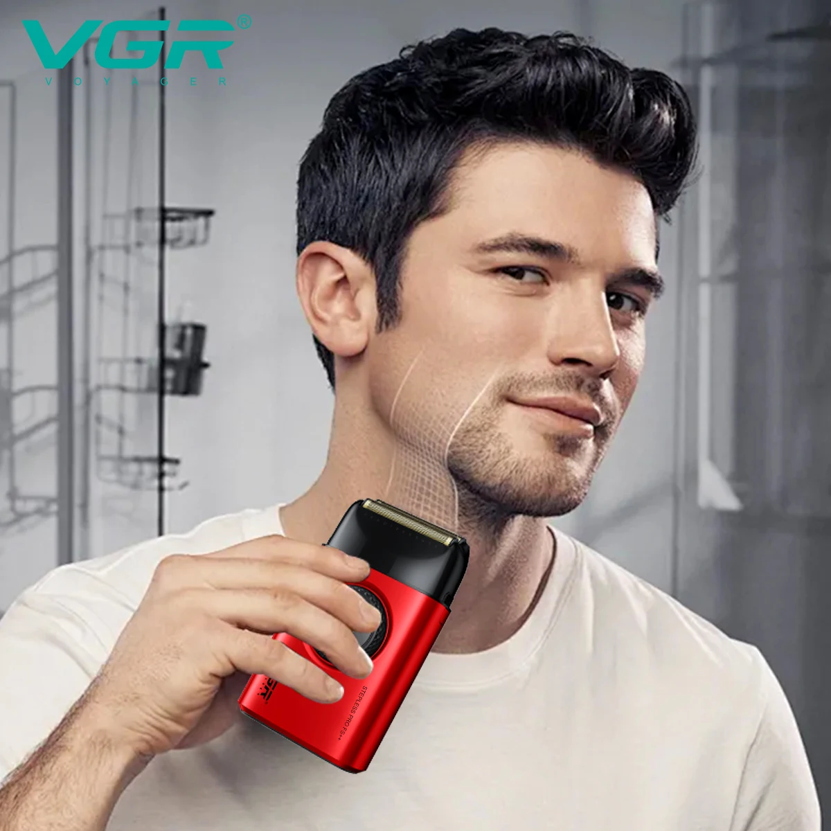 VGR Shaver Professional Electric Razor Portable Shaving Machine 9000 RPM Beard Trimmer Digital Display Shaver for Men V-377