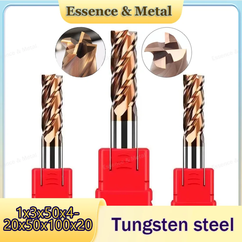 55 Degree 4-Edge Tungsten Steel Milling Cutter 1x3x50x4-20x50x100x20 Alloy Milling Cutter Carbide Coating Suitable for Machining