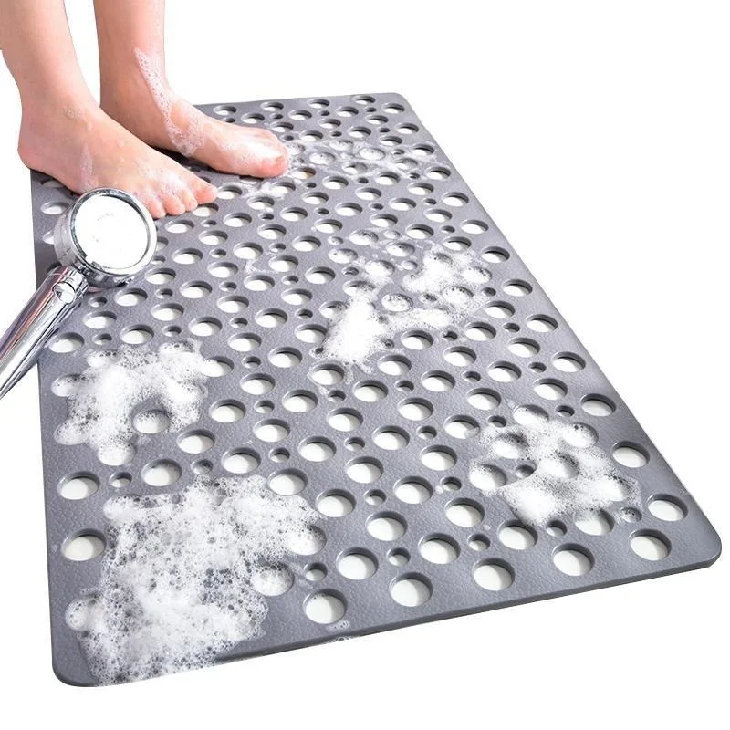 

Suction Cup Non Slip Bath Mat Quick Drain Shower Rug With Round Hole Massage Ring