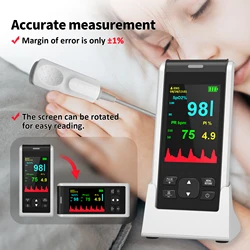 HealthTree Medical Handheld Pulse Oximeter Bluetooth APP Control Oximetry Blood Oxygen Heart Rate Monitor Child Adult Neonatal