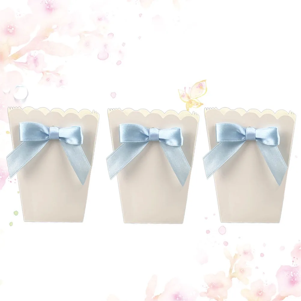 

12 Pcs Bow Popcorn Box Decoration Reveal Ribbon Treat Boxes Party Paper Wedding Baby