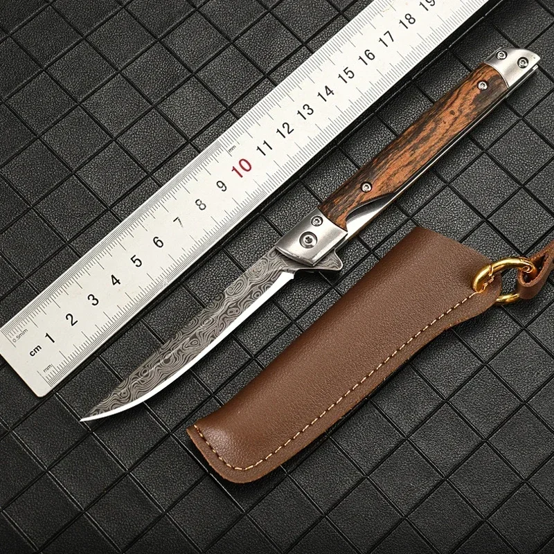2024 Damascus Pattern Folding Knife Multi-Purpose Outdoor Camping Quick Open Pocket Knife Stainless Steel Folding Knife view 5