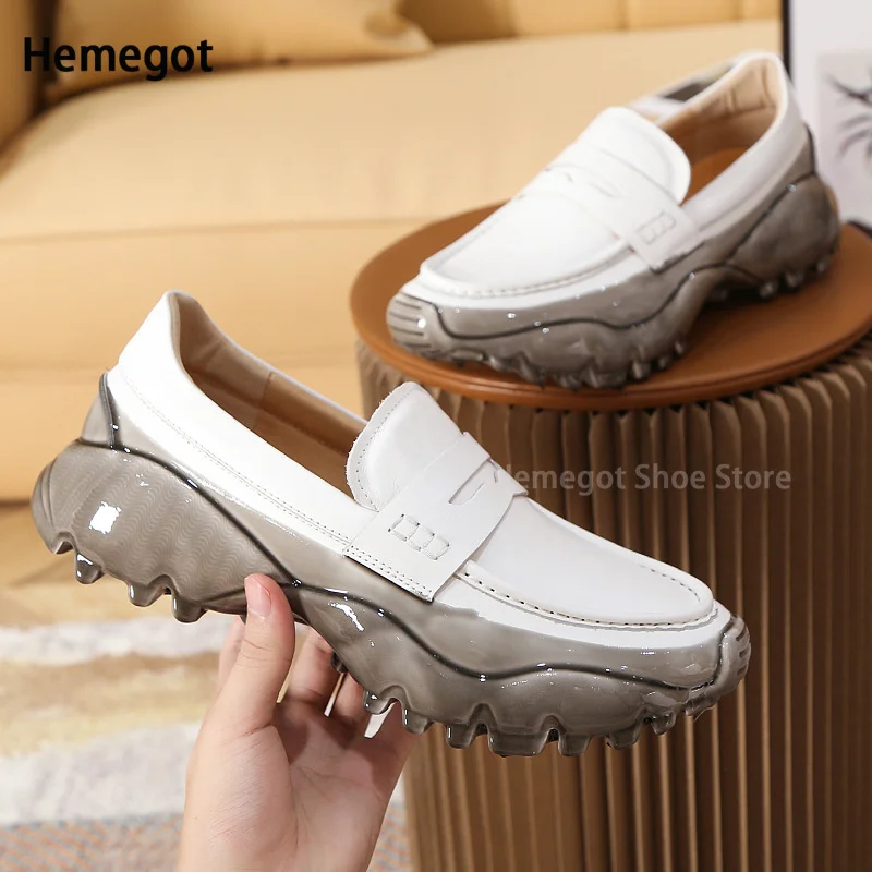 White Leather Shoes for Men Casual Sports Loafers Thick Soled Slip-On Breathable and Durable High Quality Black Leather Shoes