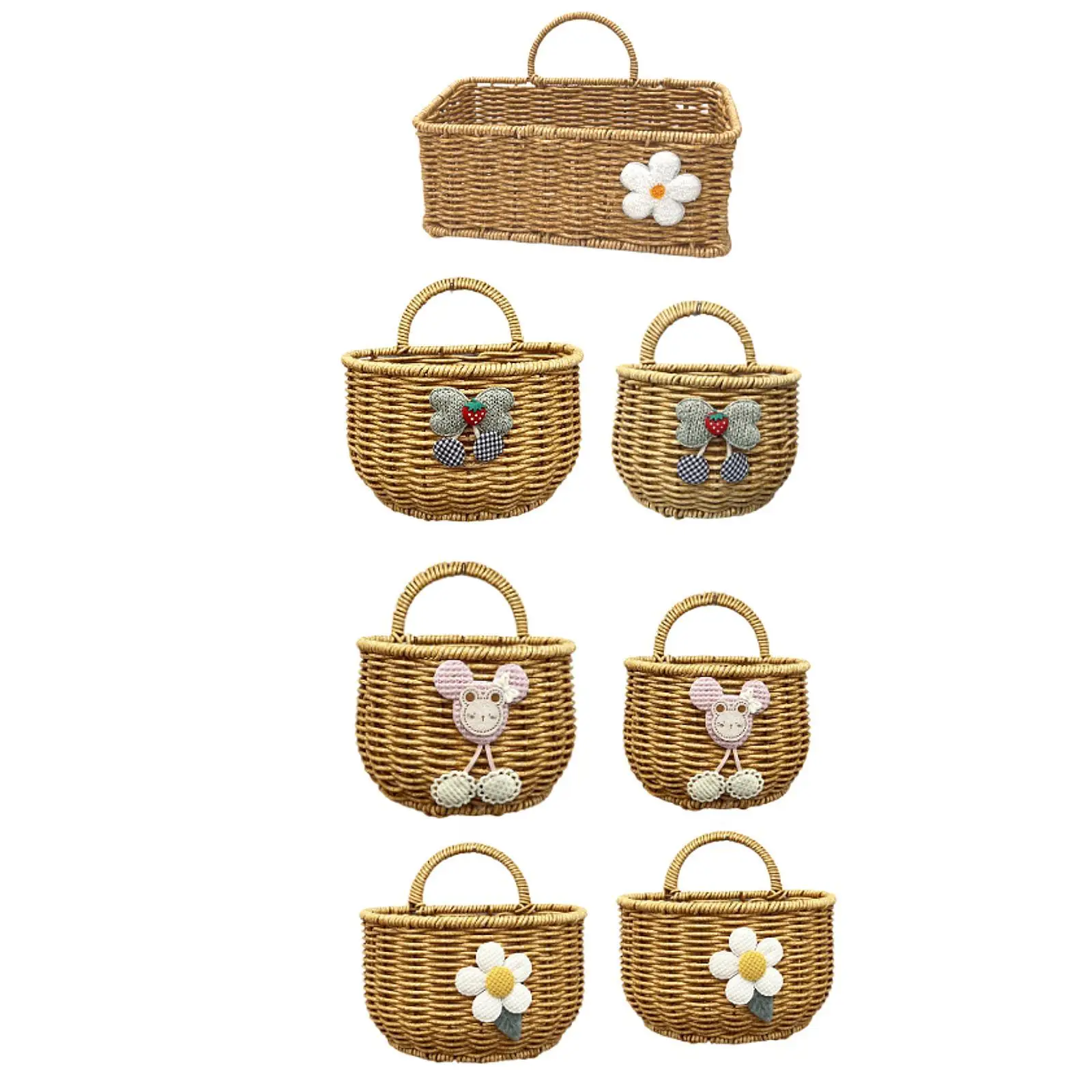 Hanging Storage Basket Imitation Rattan Container for Fruit Potato Key