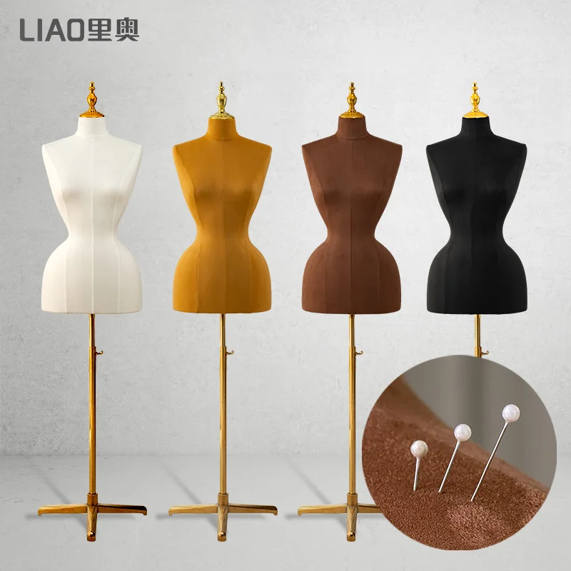 adjustable height hard foam mannequin female half body pinable velvet manikin dress form women apparel display