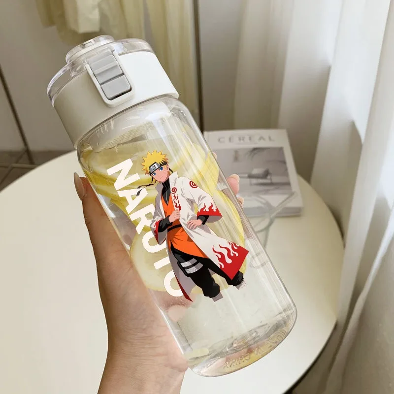 Naruto 600ml Water Bottle Unisex Portable Plastic Cups Cartoon Anime Pattern Printed Cup Women Men Outdoor Sports Bottles Gifts