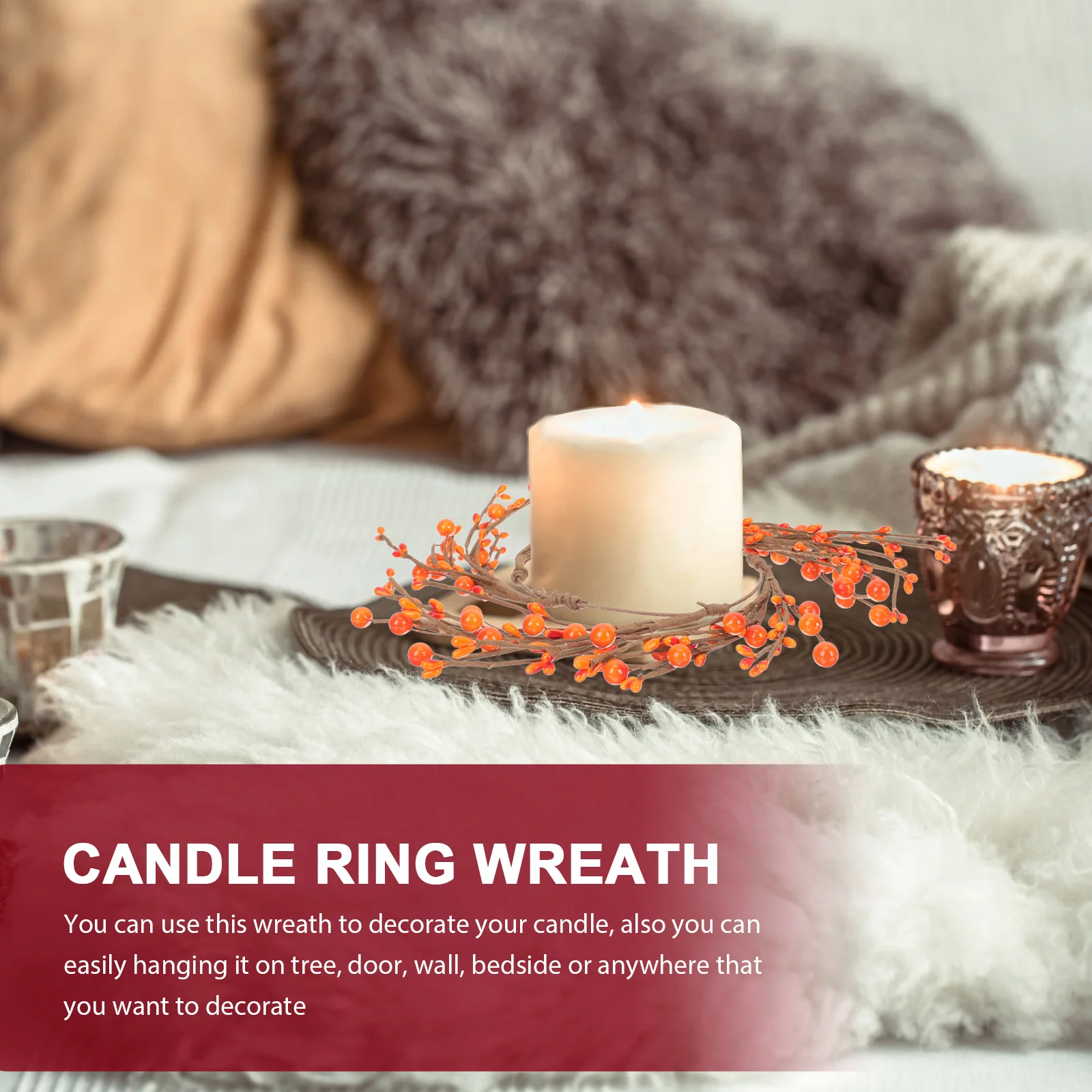

Christmas Decor Wreath Wall Hanging Decorate Holiday Wreaths for Front Door Rings Orange Berry