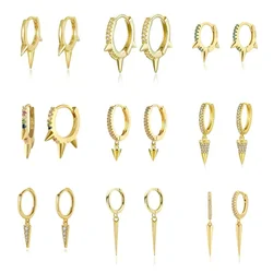 Silber Gold Farbe Hoop Ohrring Trendy Punk Hip Hop Niet Ohr Ringe für Frauen Gothic Party Schmuck Pendientes Orecchini 2024