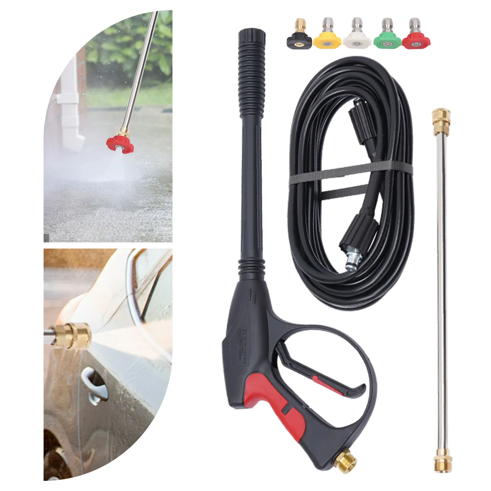 Cordless Electric Pressure Washer with Spray Gun, Wand, 800cm Hose, and 5 Adjustable Tips, Perfect for Cleaning Cars,