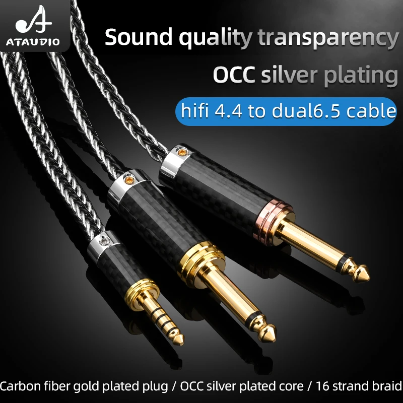 

ATAUDIO Audio Cable 4.4 to Dual 6.5 Cord Hi-end OCC Silver Plated 4.4mm Male to Dual 6.5mm TS/TRS Jack Cable for Mixer Amplifier