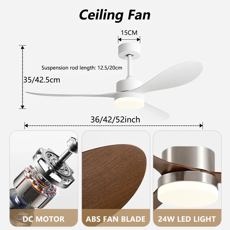 36/42/52 بوصة مروحة السقف الصناعية خمر ABS التهوية مع ضوء التحكم عن بعد منفاخ الزخرفية الرجعية مراوح كبيرة