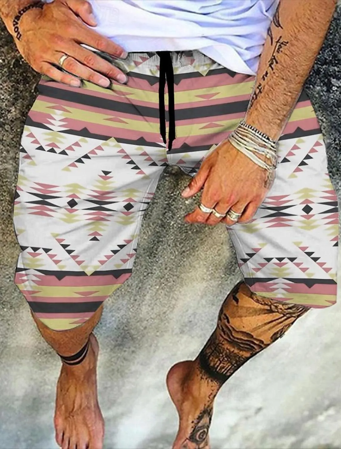 Bañadores Retro para hombre, pantalones cortos de playa con estampado de estilo étnico 3D, pantalones cortos deportivos de ocio al aire libre de secado rápido, pantalones cortos de baño para hombre