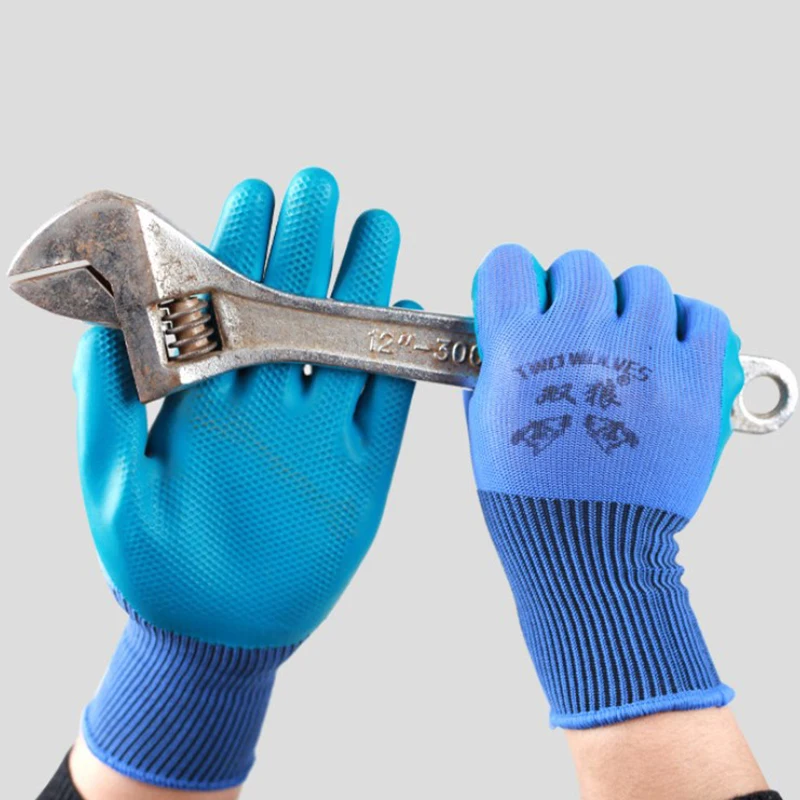 Gants de travail en latex gris polyester, mitaines de protection, imperméables, durables, non ald, jardin, isotwostar