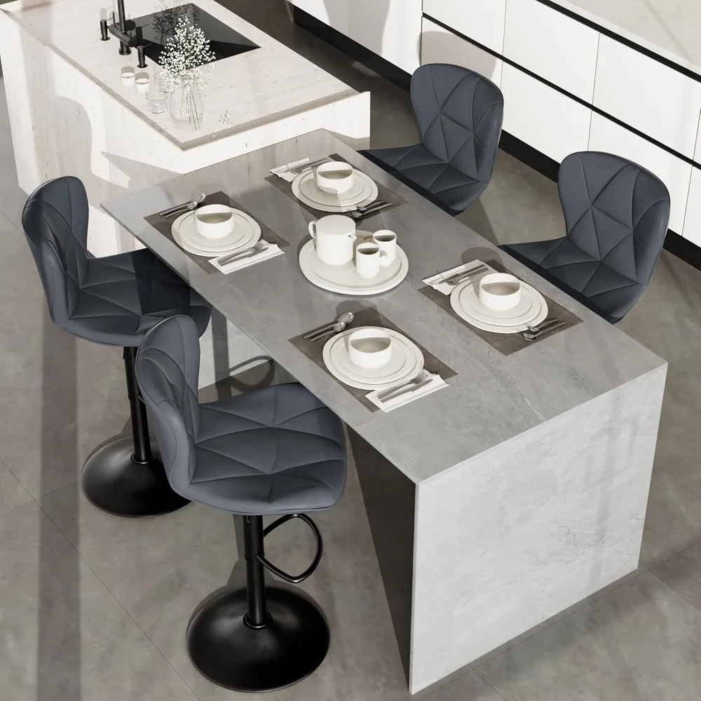 

Modern Faux Leather Adjustable Swivel Barstools, Counter Height Chairs with Back and Footrest for Kitchen Island
