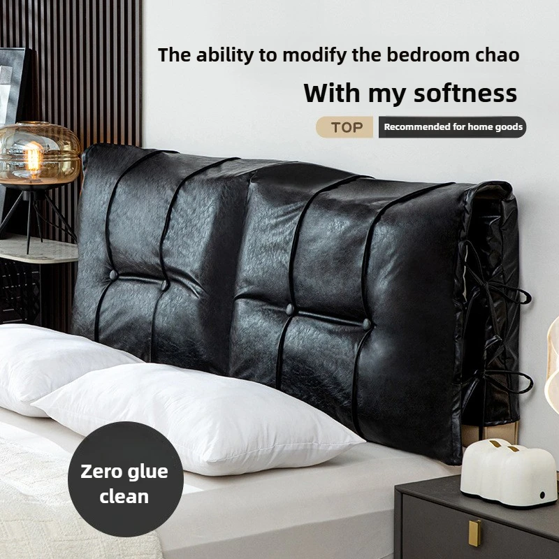 Oil Wax Leather Headboard Pillow Waterproof Bed Cushion Pillow Soft Package Lumbar Cushion Sofa Bedroom Decoration Removable 이불