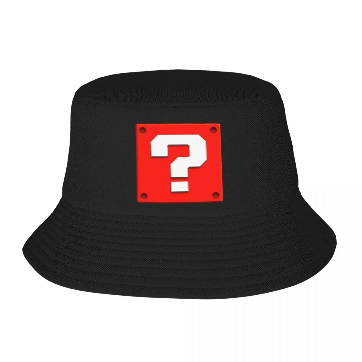 Custom Cartoom Game Marios Question Block Bucket Hat Men Women Outdoor Sun Summer Fishing Cap