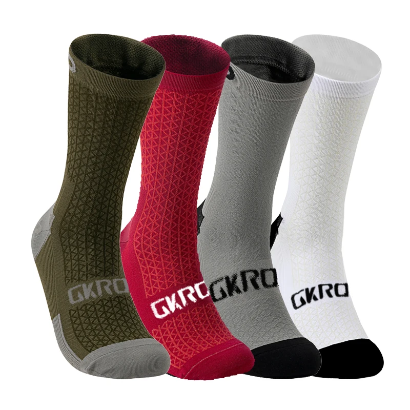 GKRQ 4pairs 2023 New Cycling Socks Bike Nurse Compression Road Bike Running Mtb Knee-high White Sports Funny Brand Black