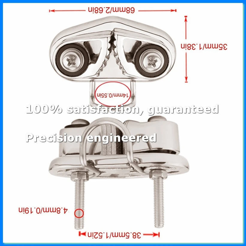 

316 Stainless Steel Boat Cam Cleat with Wire Leading Ring, Mirror Polished Sailboat Cleat for 10mm Rope-A79U
