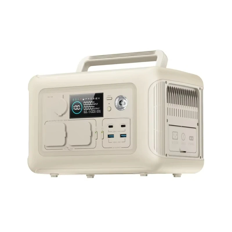 Solar generator power station with lithium batteries and solar panels for off-grid camping and home emergencies