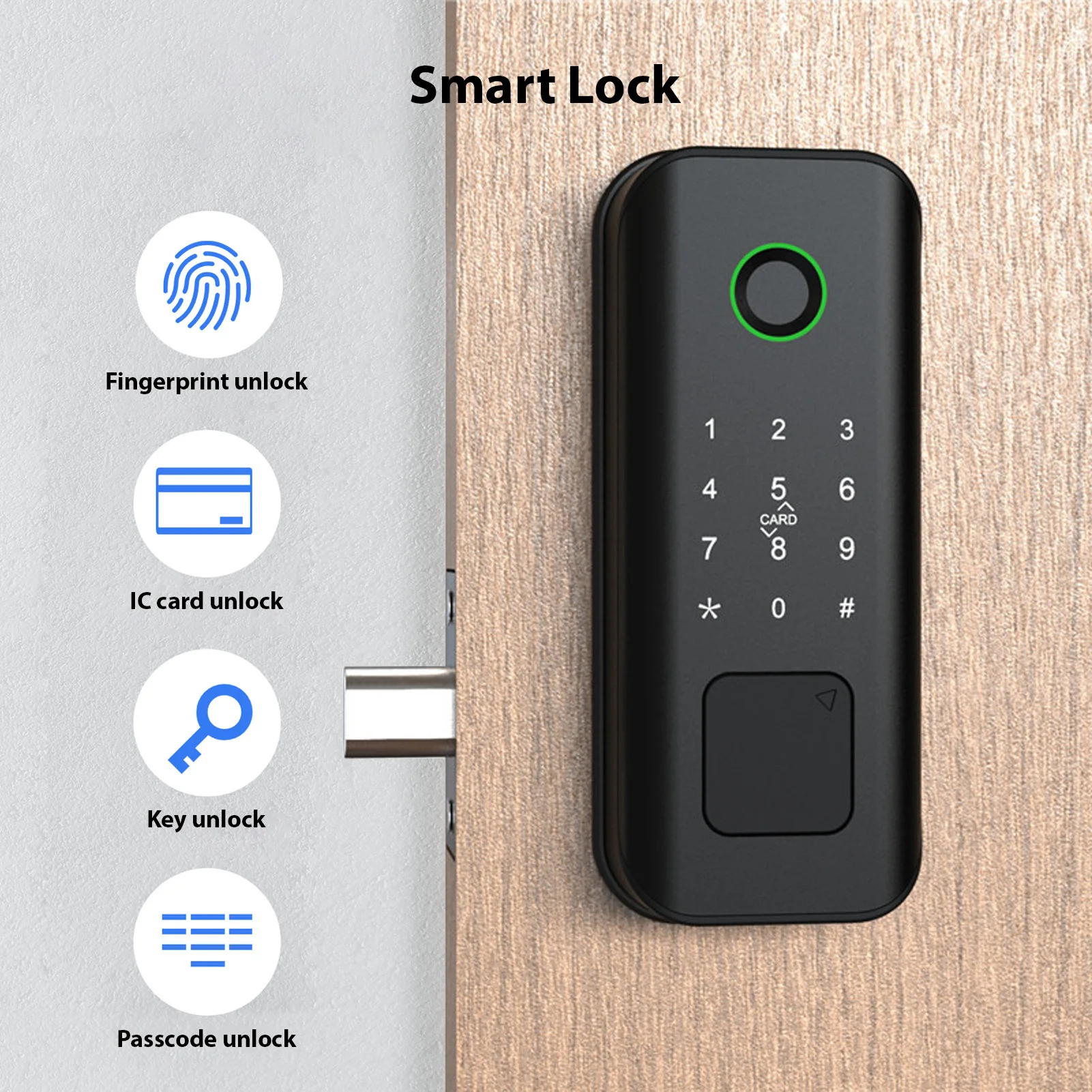 

Smart Lock Touchscreen WiFi for Tuya APP Fingerprint Password Card Mechanical Key 5 Unlocking Methods Aluminum Alloy Door Lock