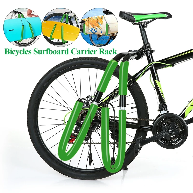

Surfboard Wakeboard Bike Rack Bicycle Surfing Carrier Mount To Seat Posts Practical Surfboard Bike-Side Holder Green
