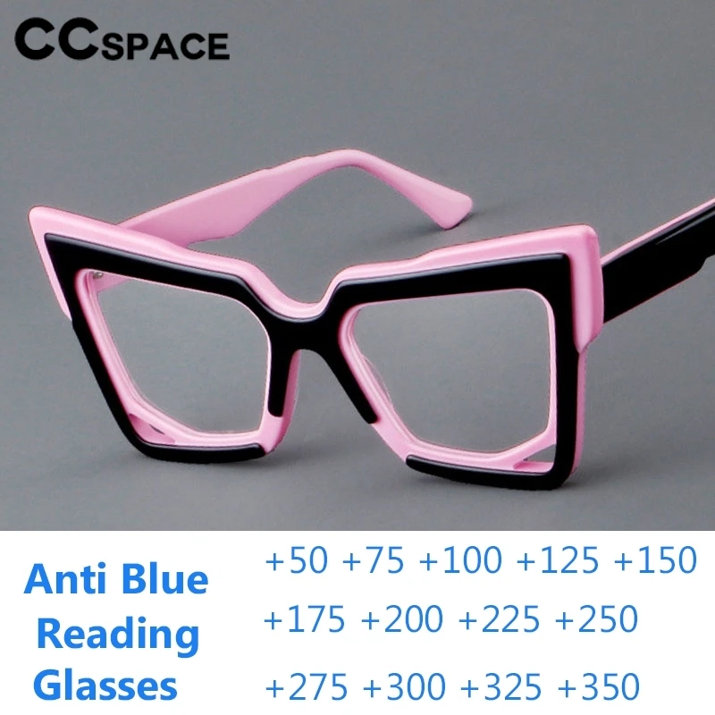 

Square Acetate Anti Blue Light Reading Glasses Color-blocked Retro Resin Presbyopic Spectacles Custom Diopter+50~+600 #301622