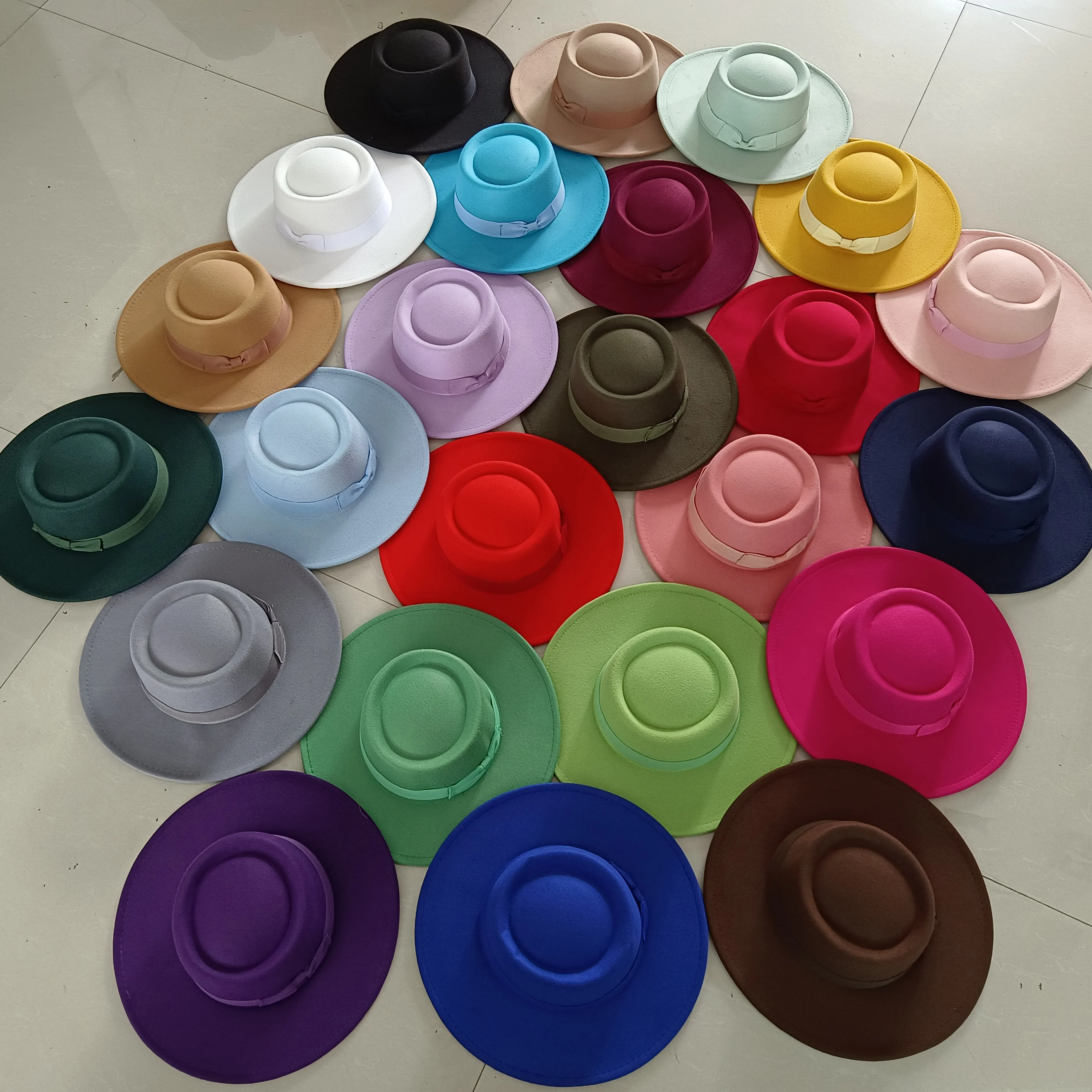 Hat accessories Fedora various candy color fashion accessories monochrome bow accessories jazz hat Fedora кепкамужскня