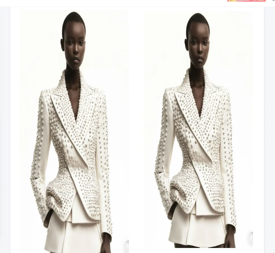 

Pearls Women Suit Skirt Set 2 Piece Blazer+Short Mini Prom Dress Luxury Formal Office Lady Jacket Customized Wedding Guest Coat