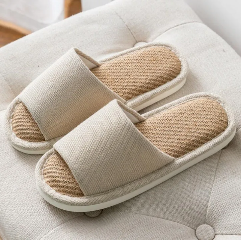 Japanese Linen Slippers Home Cotton Slippers Lovers Anti Slip Warm Slippers Shoe for Woman Slippers Comfortable Fashion