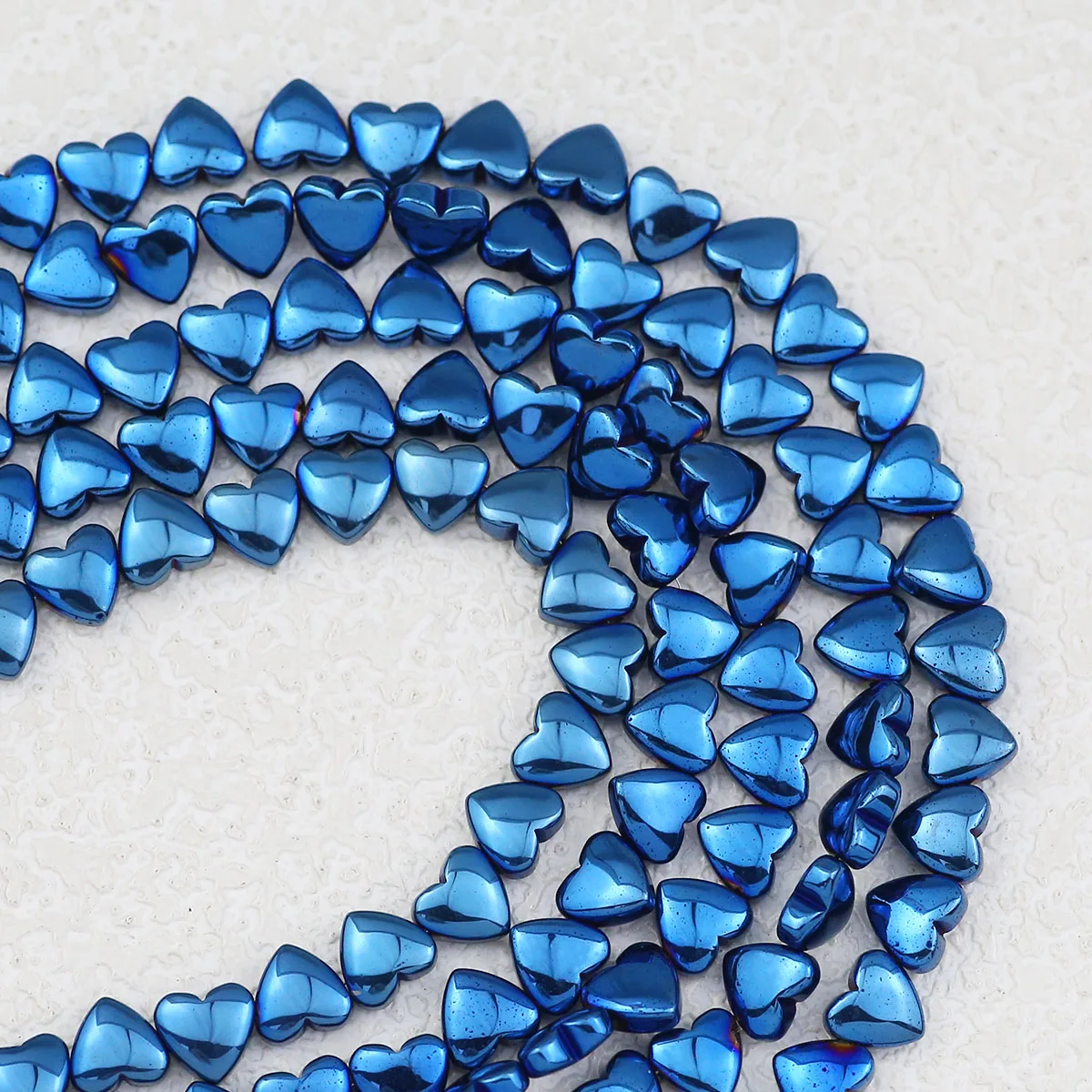 Plating Blue Natural Stone Hearts Shape Hematite Spacers Loose Beads For Jewelry Making DIY Bracelet Accessories 6MM 68-204pcs