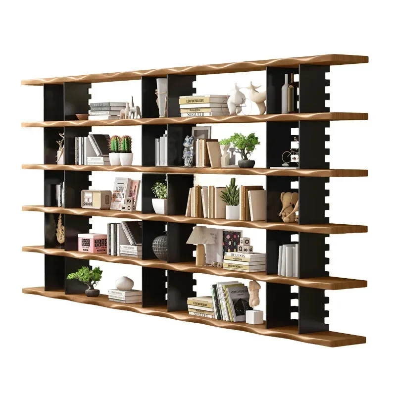 

Американская книжная полка из цельного дерева у стены, витрина, фоновая стена, книжный шкаф из кованого железа, пол