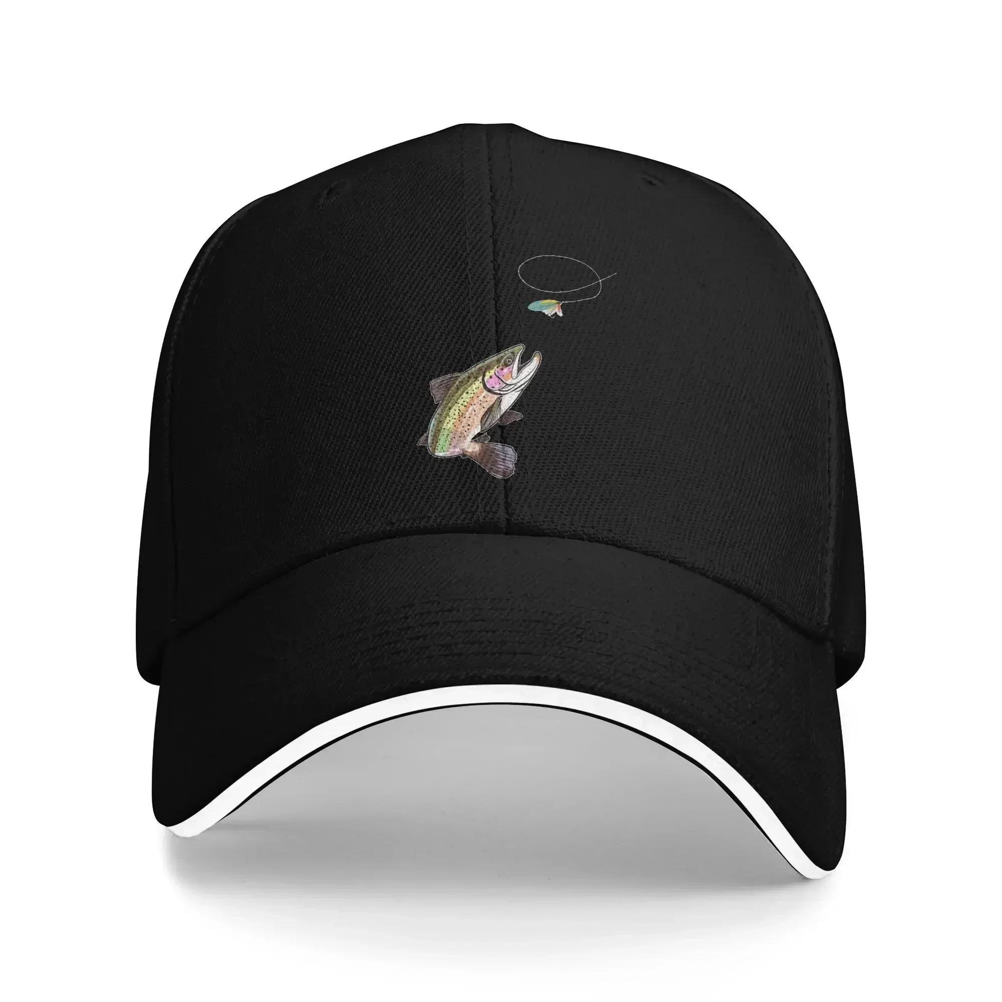 New Trout Fly Fishing - Trout Biting a Fly Lure Adventures  Cap Casual Baseball Caps Adjustable Hat Hip Hop Unisex Baseball Hats