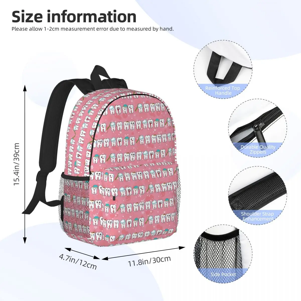 Cute Dental Assistant Gift Women Smile Teeth Backpacks Teenager Bookbag Fashion Children School Bag Travel Rucksack Shoulder Bag