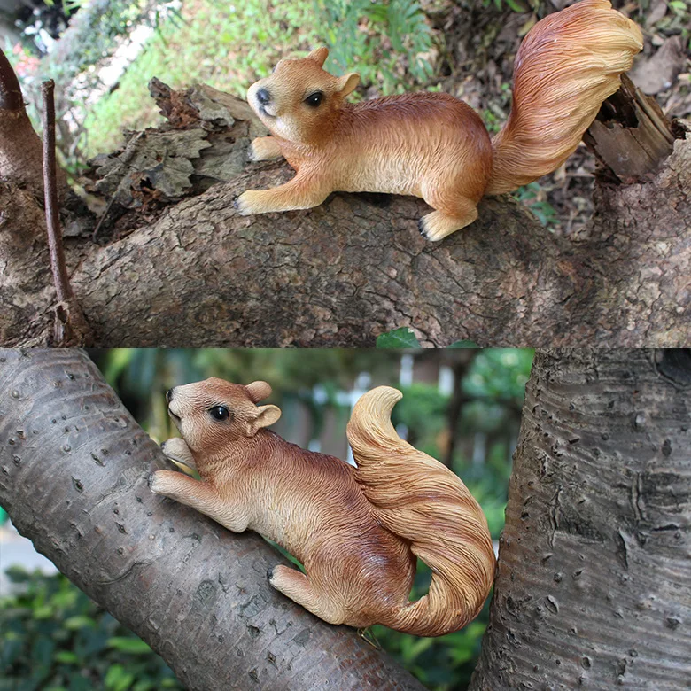 

Realistic Resin Squirrel Statue - Cute Garden Ornament for Trees & Patio