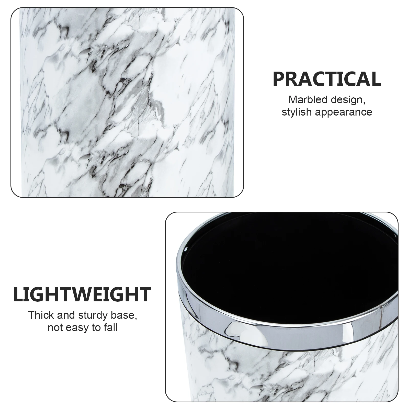 

Marble Trash Bin Dustbin for Kitchen Bins Small Can Bathroom Cupboard Retro Plastic Decorative Office