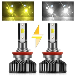 BraveWAY Strobe H11 LED Headlight Bulbs H3 H8 H9 LED Lights for Car 12V 3000K+6000K White+Yellow Flash Fog Lights